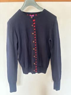 Paul Smith+　ポールスミス+　ネイビー 長袖カーディガン 赤いチェックのサムネイル