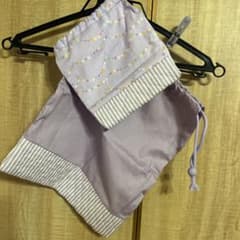 体操服袋 薄紫色 ストライプデザインのサムネイル