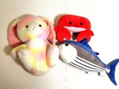 パステルカラー うさぎ ぬいぐるみ、かつおとカニのぬいぐるみのサムネイル