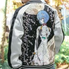 錦 エヴァンゲリオン 綾波レイ スカジャン リバーシブル 黒 未使用級 
