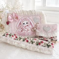 ハンドメイド ショルダーバッグ&ポーチ 猫 うさミミ いちご ピンク