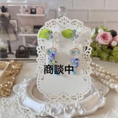 ฅ❤️ ねこ 猫 レジン 紫陽花 アジサイ 花 イヤリング ピアス - メルカリ