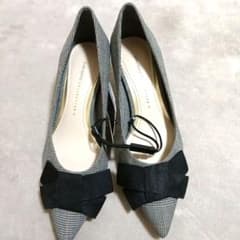 【新品タグ付】ZARA グレンチェック リボンパンプス 36 (23.5cm)のサムネイル