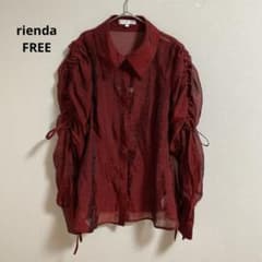 リエンダrienda レッド　ショルダードローストリボンブラウス　FREEのサムネイル