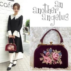 未使用・タグ付⭐︎an another angelus バラ刺繍 がま口バッグ