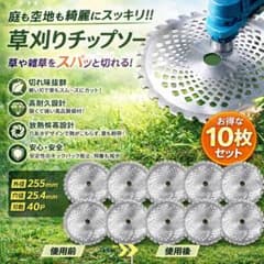 替刃　チップソー　255mm 40枚刃　10枚セット　カッター　草刈機　芝刈り機のサムネイル
