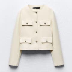 ZARA フラップクロップドジャケットノーカラージャケットのサムネイル