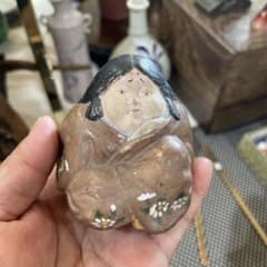 お多福 お福さん 土人形 縁起物 骨董品 置物 昭和レトロ 陶器 戦前戦後