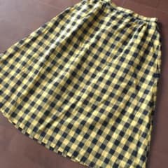 イエローのギンガムチェック柄　フレアスカートのサムネイル