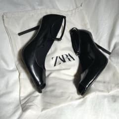 ZARA ブラック オープントゥ ハイヒール 39のサムネイル