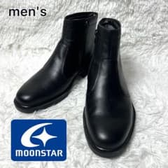 【未使用級】 moonstar ショートブーツサイドジップ ブラック24.5cm