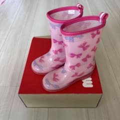 [ミキハウス]ピンク長靴 18cm リボン柄のサムネイル