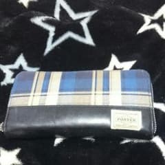 メルカリ最安値！？２９８０円！！PORTER長財布☆青チェックのサムネイル