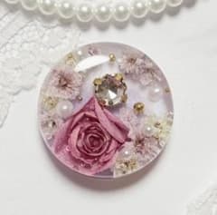 レジンヘアゴム　パープル　ビジュー　バラ　企画6 infinity ～ Jewel star ～／ 大人 レジン ヘアゴム （ポニー