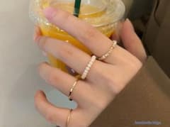 ピンク　ビーズ ゴールドリング　華奢　nugu GRL zara dholic