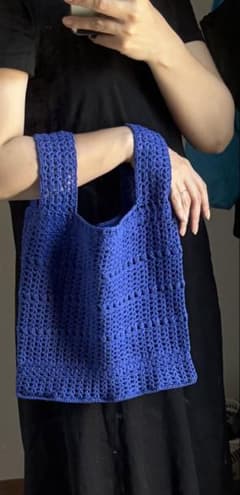 ハンドメイド トートバッグ サルビアブルー コンビニ袋型のサムネイル