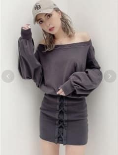 GYDA 2WAYドッキングオフショルスウェットワンピース チャコールグレーのサムネイル