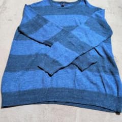 【極美品❗️】00S GAP ボーダー柄 クルーネックニット ブルーのサムネイル