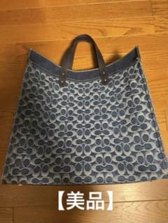 美品】coach コーチフィールド シグネチャーデニ2022 トートバッグ40 