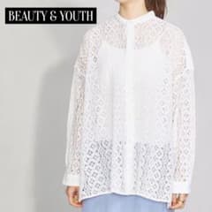 未使用☆BEAUTY & YOUTH☆リバーレースシャツ☆ロングスリーブシャツ 