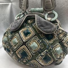 良品 ジャマンピエッシュ スパンコール ビジュー ハンドバッグ がま口 