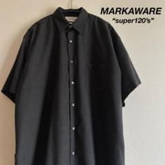 MARKAWARE マーカウェア 半袖シャツ ウール グレー 2 サイドスリット MARKAWARE マーカウェア 半袖シャツ ウール グレー 2 サイドスリット