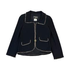 CHANEL】美品！ツイードジャケット ココボタ シルク 36サイズ ネイビー 
