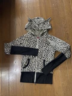 JSG ヒョウ柄 猫耳パーカー レディース ダブルジッパー 平成ギャル