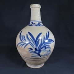 壺 大徳利 染付 窯傷 貫入 民芸 草 ブドウ 古道具 花瓶 - メルカリ