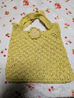 Yellow crochet tote bag