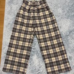 GU チェック柄ワイドパンツ 130cmのサムネイル