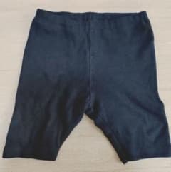 無印　ネイビー　らくらく動けるフライス編み5分丈レギンスパンツ 80のサムネイル