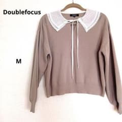 doublefocus ダブルフォーカス　襟付き ニット レース　M