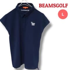 【Sophisticated Beauty】BEAMS GOLF Back Lace Polo Shirt L Navy Women's Golf