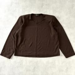 【万能アイテム】カットソー トップス ブラウン レディース 肩パット入り 長袖のサムネイル