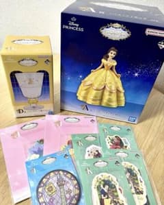 Ichiban Kuji Disney Princess Belle Figure, Goblet-style Glass, and Other Items
