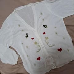 刺繍ホワイトニットカーディガンのサムネイル