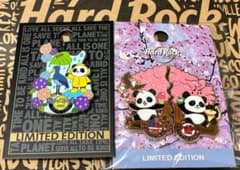 3点セット☆パンダピン♥ハードロックカフェ上野＆ワシントン・桜♥あじさい【限定】 3点セット☆パンダピン♥ハードロックカフェ上野＆ワシントン・桜