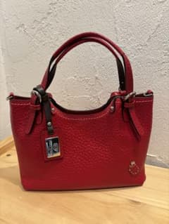 PELLE BORSA 2wayハンドバック赤　本革のサムネイル