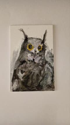 ハンドメイド ミニキャンバスアート フクロウのサムネイル