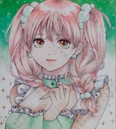 08】手描きイラスト オリジナル アナログ 小色紙 - メルカリ