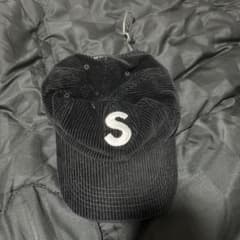 Supreme コーデュロイ Sロゴ キャップ ブラック