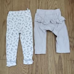 90cm花柄フリル付きパンツズボン2枚セットのサムネイル