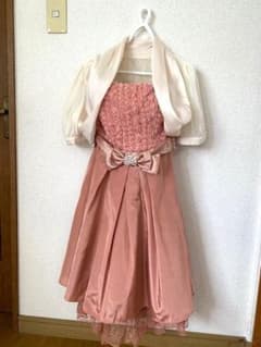 パーティードレス 3点セット（ボレロ・ペチコート付）ピンク 結婚式 謝恩会のサムネイル