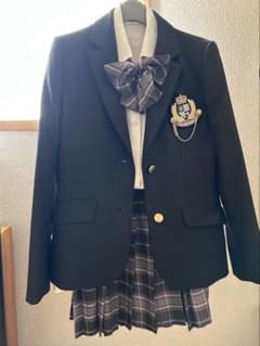 160A 卒服 女の子フォーマルスーツ チェック柄リボン付きのサムネイル