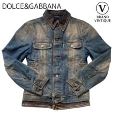 ドルチェ&ガッバーナ Gジャン デニムジャケット レザー切替 ダメージ加工 M位 ドルチェ&ガッバーナ Gジャン デニムジャケット レザー切替 ダメージ