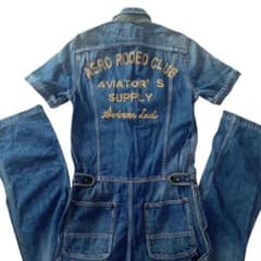 良品 AVIREX アヴィレックス 半袖 デニム オールインワン つなぎ M 良品 AVIREX アヴィレックス 半袖 デニム オールインワン つなぎ