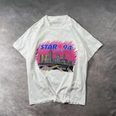 古着90sシングルステッチUSAラジオ局STAR94アトランタ白TシャツYt73のサムネイル