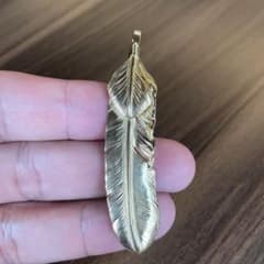 全金 上金 左 フェザー ネックレス トップ ハート ハンドメイド ノー 