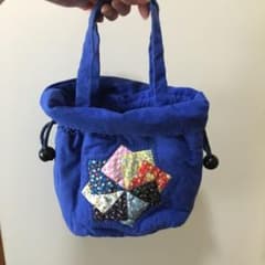 ハンドメイド 青 手さげのサムネイル